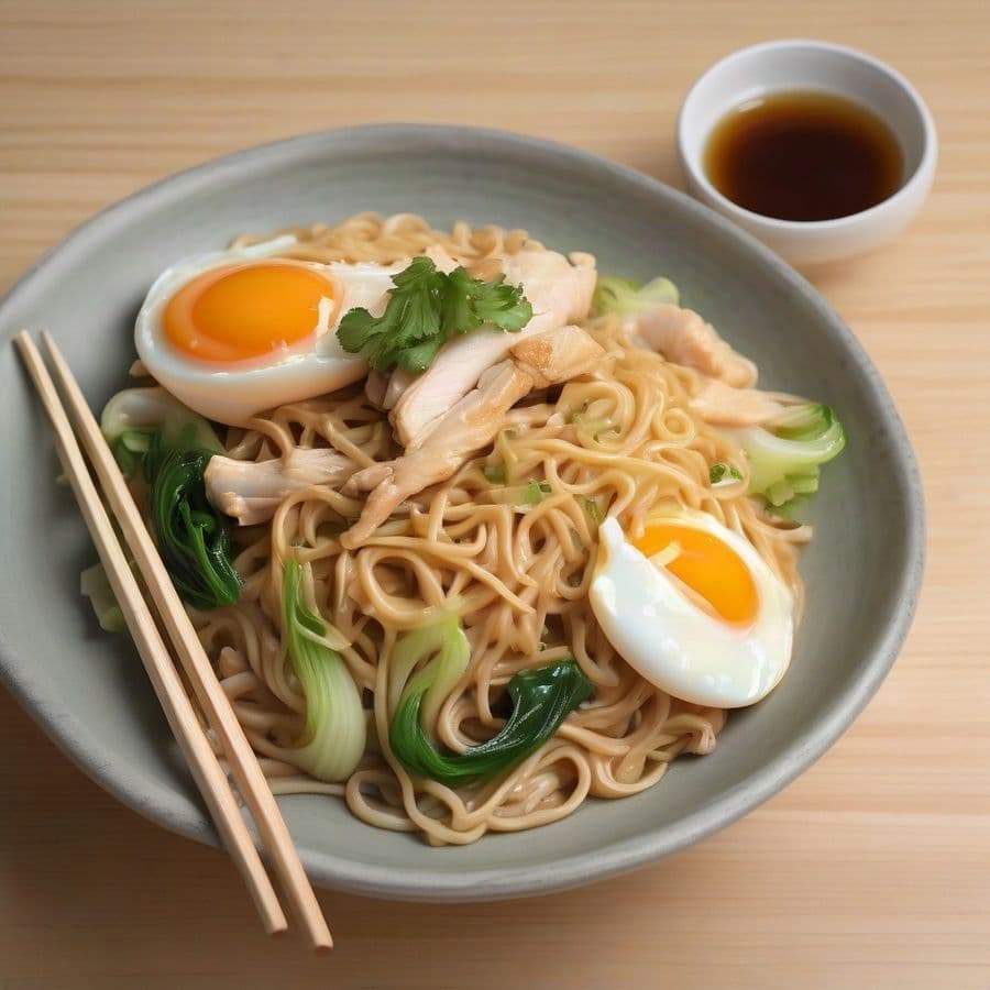Stir-Fried Egg Noodles with Chicken / Mi Xao